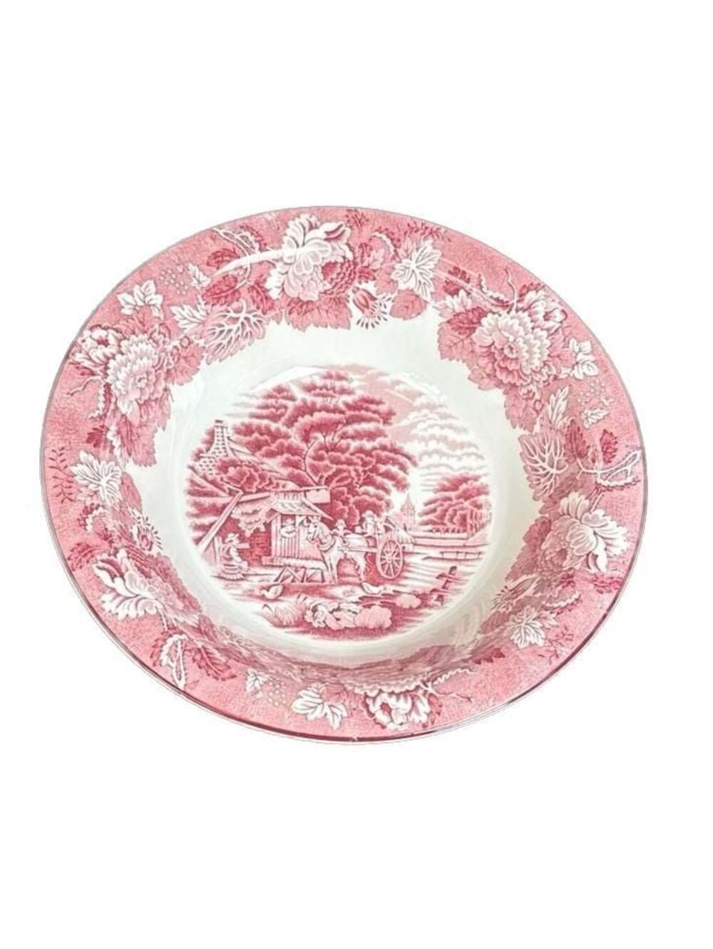 Wood & Sons Enoch Wood's English Scenery Pink Red Transferware Cereal/Soup Bowl